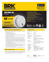 BRK SM100V-AC Spec Sheet