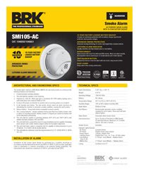 BRK SMI105-AC Spec Sheet